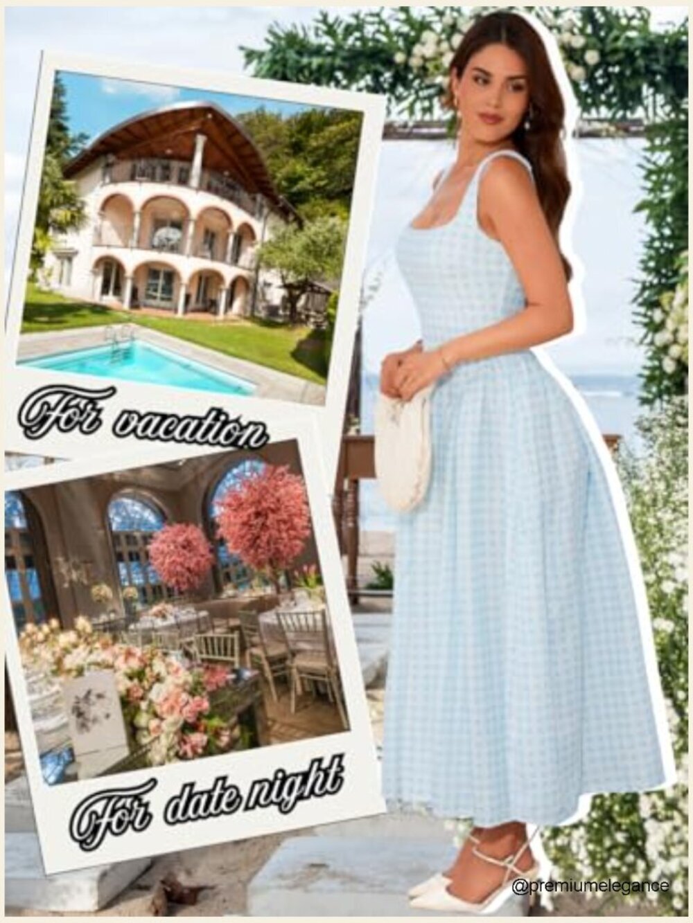 Plaid Maxi Dress, A-Line Drop-Waist, Square Neck, Sleeveless Semi Formal - Picture 6 of 7